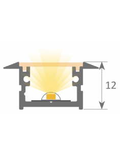 Perfil de Aluminio Empotrable 1m para Tiras LED hasta 12mm -LUZ NEGRA-