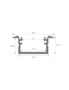 Perfil de Aluminio Empotrable 1m para Tiras LED hasta 15mm -LUZ NEGRA-