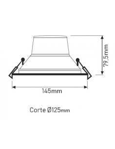 Foco Downlight LED 15W Circular Corte Ø125mm