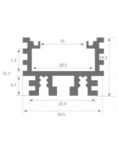 Perfil de Aluminio para Superficie 1m para Tiras de LED hasta 20mm -LUZ NEGRA-