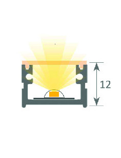 Perfil de Aluminio para Superficie 1m para Tiras de LED hasta 12mm -LUZ NEGRA-