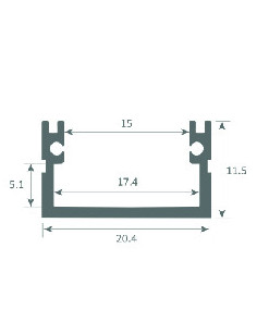 Perfil de Aluminio para Superficie 1m para Tiras de LED hasta 15mm -LUZ NEGRA-