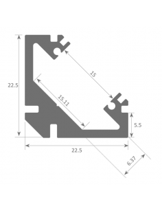 Perfil de Aluminio Angular 1m para Tiras de LED hasta 15mm -LUZ NEGRA-