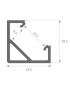 Perfil de Aluminio Angular 1m para Tiras de LED hasta 12mm -LUZ NEGRA-