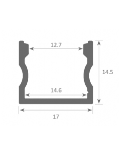 Perfil de Aluminio para Superficie 1m para Tiras de LED hasta 14mm -LUZ NEGRA-