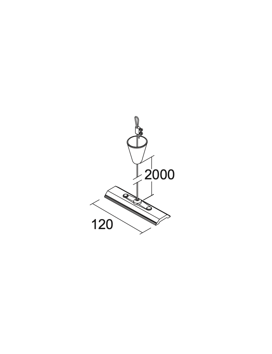 Kit Suspensión para Carril Bifásico 2000mm y Placa 120mm - IVELA