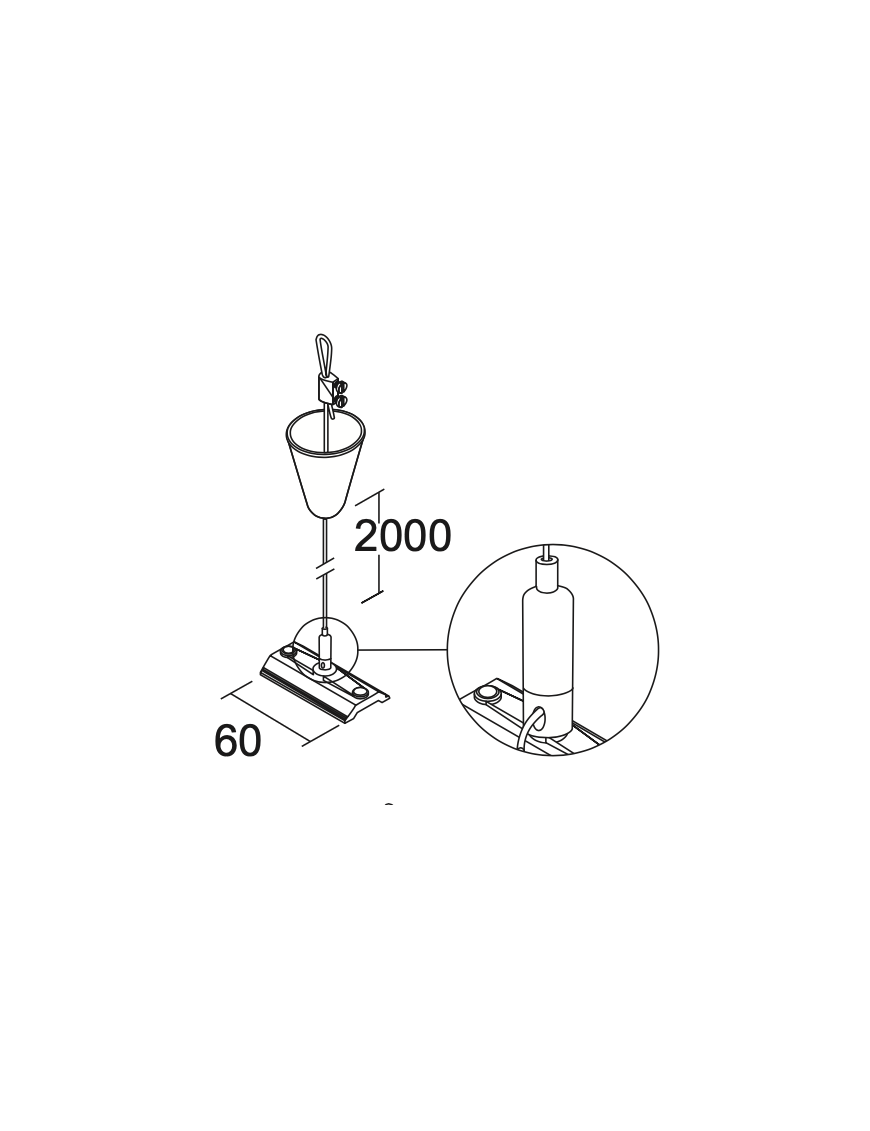 Kit Suspensión para Carril Bifásico 2000mm y Placa 60mm con Bloqueo - IVELA