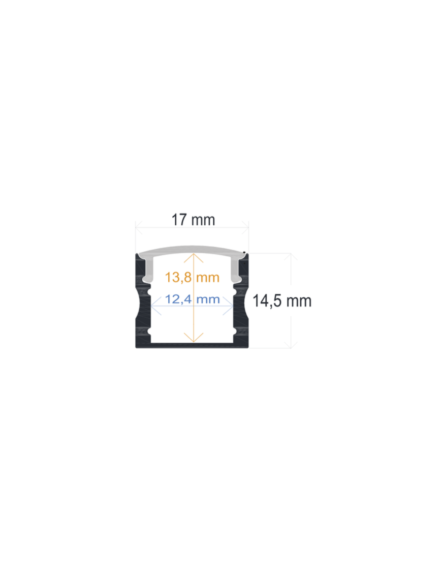 Perfil de Aluminio de Superficie 17mm x 14,5mm para Tiras LED