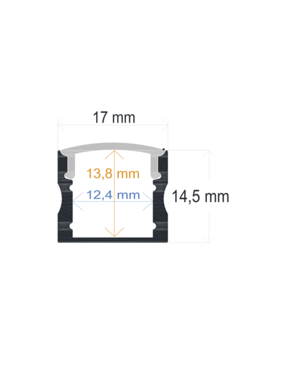 Perfil de Aluminio de Superficie 17mm x 14,5mm para Tiras LED