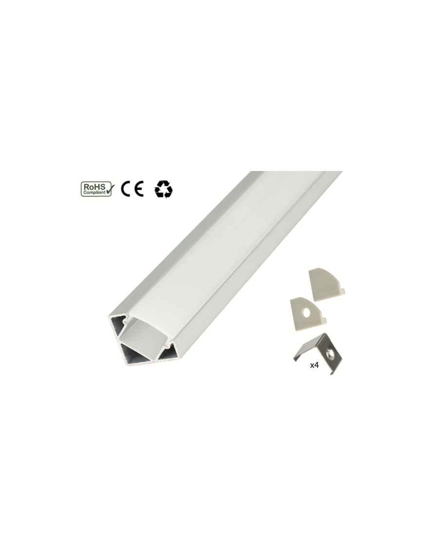 Perfil de Aluminio de Esquina 2m para Tiras de LED hasta 12mm -LUZ NEGRA-